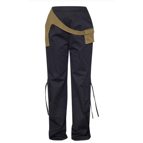 PrettyLittleThing Black Contrast Panel Packet Detail Cargos NWT Size 6 - Picture 4 of 4